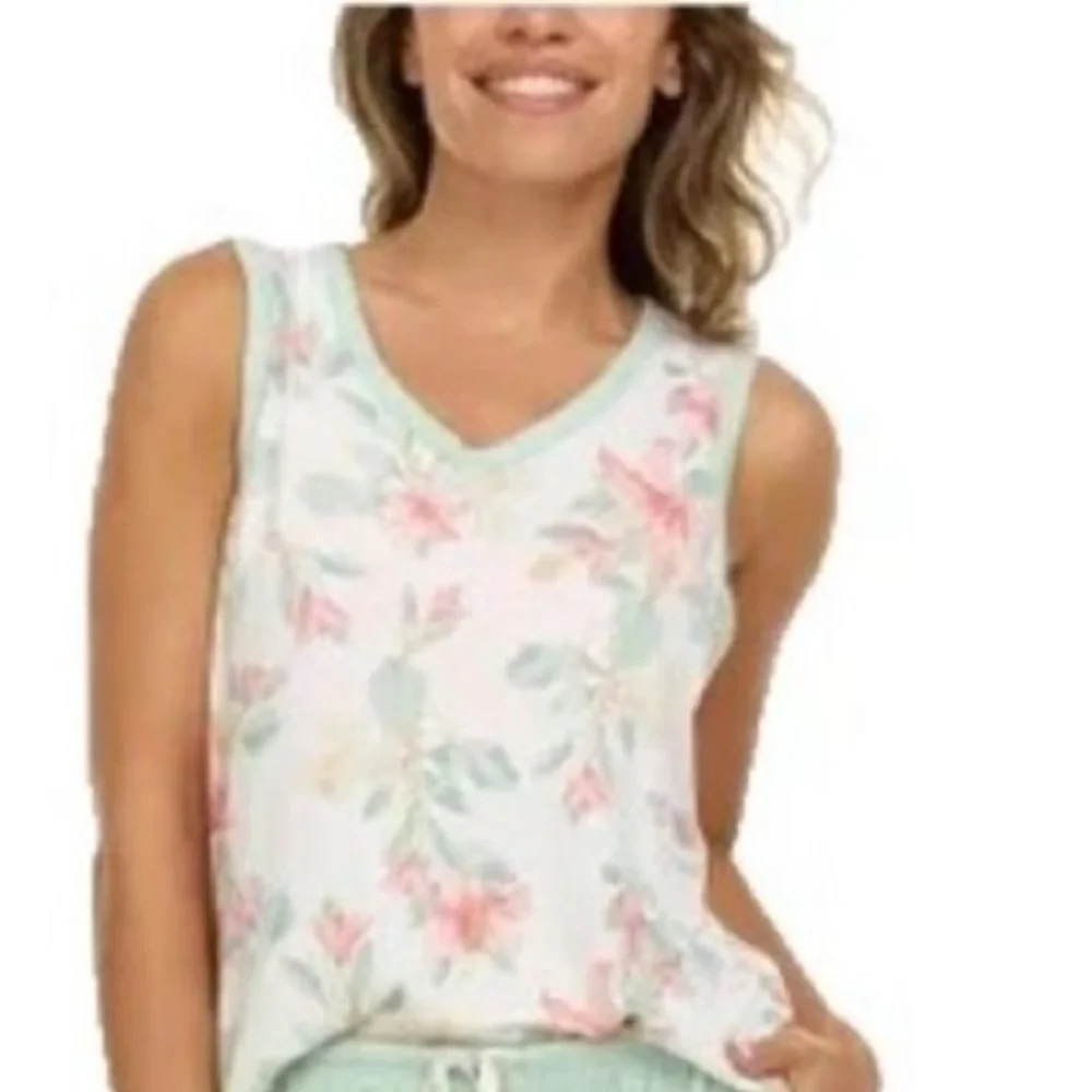 Flora Nikrooz Floral & Polka Dot 2-Piece Pajama Set Robe & Tank